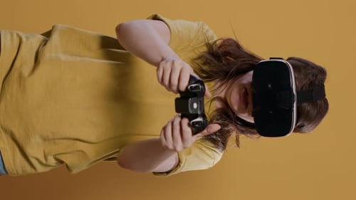 Young Adult Immersed in Virtual Reality Gaming