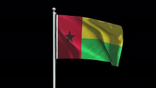 Realistic Waving Guinea-Bissau Flag Animation on Pole