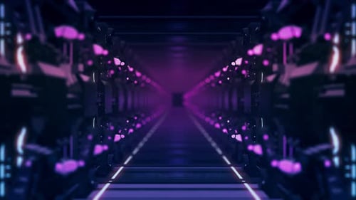 Futuristic Neon Tunnel Hyperspace Loop Background