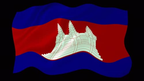 Cambodian National Flag Waving Seamless Loop