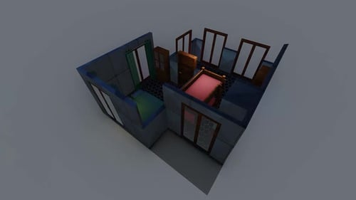 Geometric Room Layout With Neon Light Transition