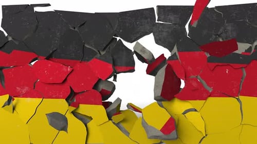 Breaking Wall with Painted Flag of Germany