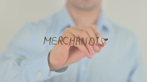 Hand Writing Merchandise on Clear Surface
