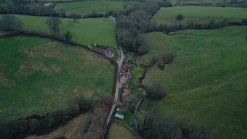 Aerial View of Green Rural Landscape