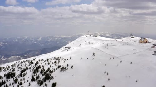 Aerial view of Kopaonik mountain in Serbia at winter time