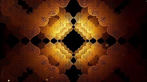 Golden Ornamental Islamic Geometric Pattern Loop Background