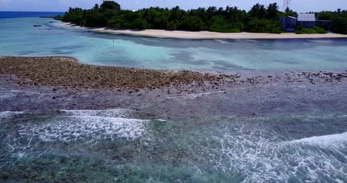 Natural aerial abstract shot of a summer white paradise sand beach and blue sea background in colorf