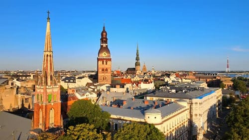 Riga old town aerial view