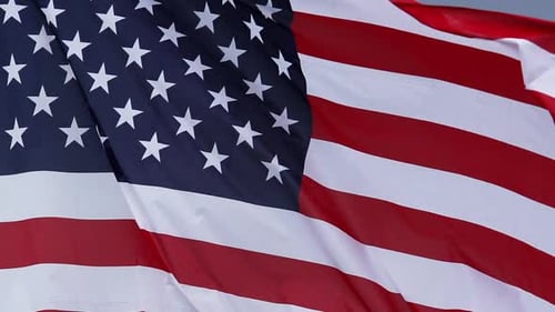 701802 American Flag Waving in the Wind, Slow Motion