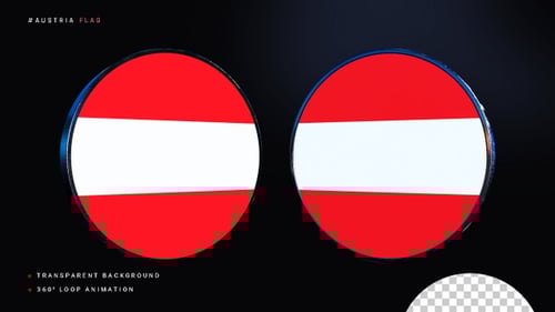 Austrian Flag 3D Spinning Emblem Animation