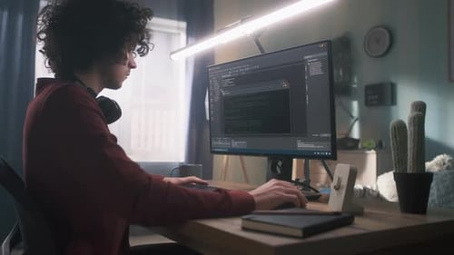 Male Programmer Working at Home
