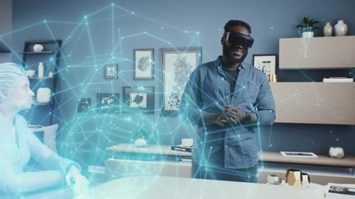 Un homme afro-américain dans le cyberespace de Meta Universe