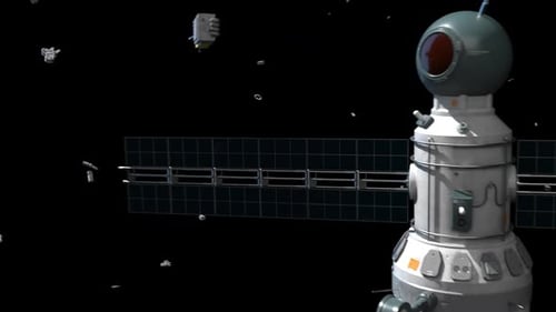 Weltraummüll im Satellitensystem in der Erdumlaufbahn.