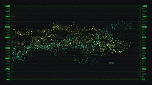 Futuristic Particle Data Display with Digital Grid Interface