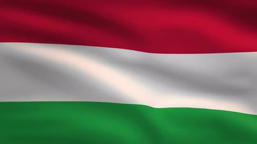 Animated Waving Flag of Hungary, Realistic Fabric Effect