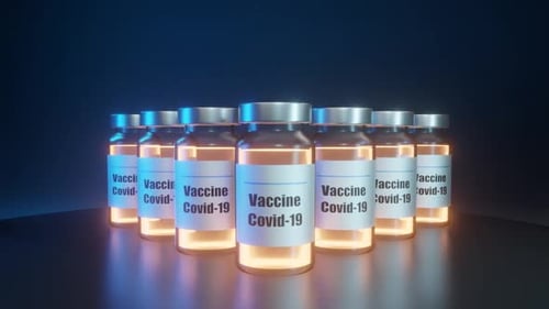Rotating Glowing Covid-19 Vaccine Vials Animation