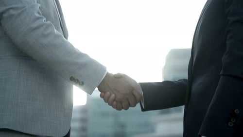 Business Handshake Between Two People in Suits