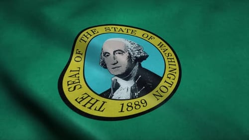 Waving State of Washington Flag with Seal Animation