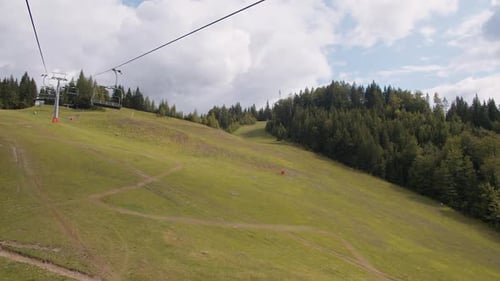 Scenic Ski Lift Ride Over Green Mountain in Summer