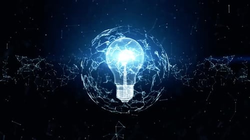 Futuristic Digital Lightbulb Idea within Plexus Network