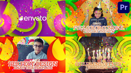 Colorful Children's Birthday Celebration Slideshow with Dynamic Confetti