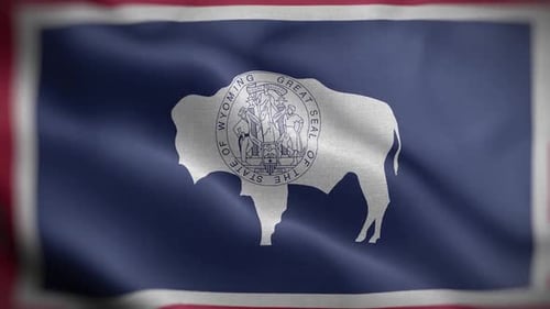 Realistic Wyoming State Flag Waving Animation Loop