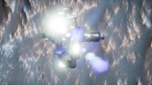 Vaisseau spatial Surveyor au-dessus de Mars