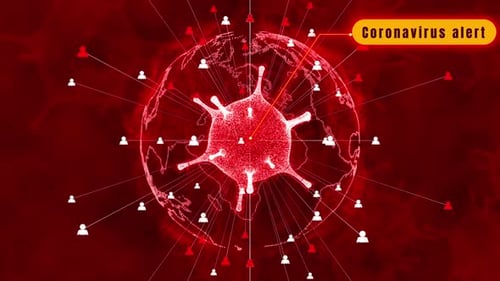 Digital Coronavirus Alert Animation: Global Infection Spread