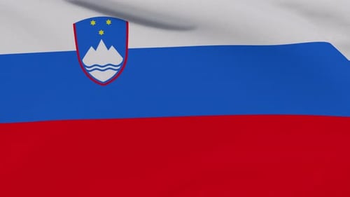 Slovenia National Flag Waving with Realistic Fabric Texture