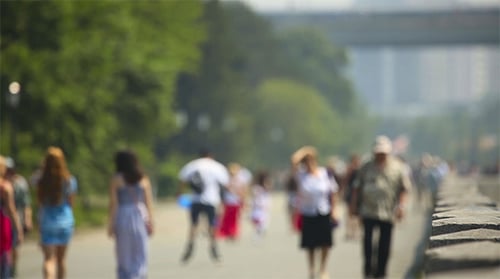 Blurred Crowd of People Walking in the City