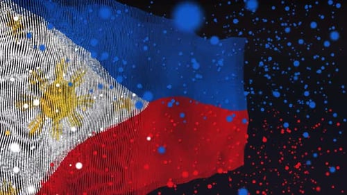 Waving Digital Philippines Flag Particle Animation
