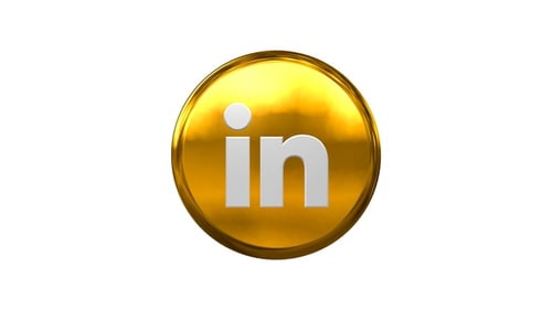 Icône Linkedin 3D dorée