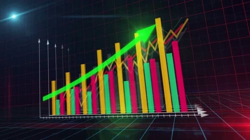 Animated Corporate Growth Chart with Rising Bars and Line Graphs