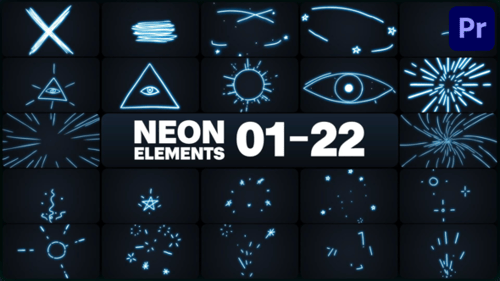 Dynamic Neon Line Art Elements Motion Graphics Pack