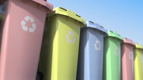 Colorful Recycling Bins Environmental Waste Management Animation
