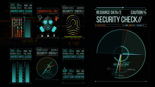 Futuristic HUD Elements with Data Infographics and UI Screens