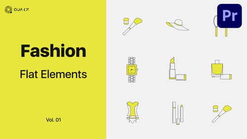 Modern Flat Design Animated Fashion and Cosmetics Icons