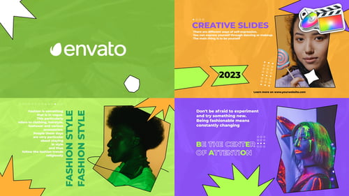 Dynamic Abstract Slideshow Opener with Colorful Geometric Shapes
