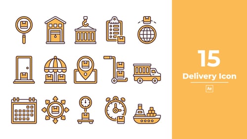 Flat Design Animated Delivery & Logistics Icons