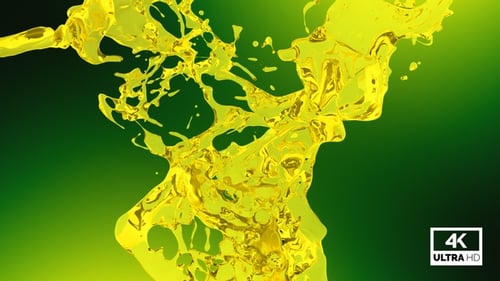 Dynamic Yellow Liquid Splash with Alpha Channel