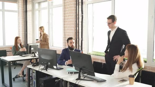 Employees Working in a Modern Open Plan Office
