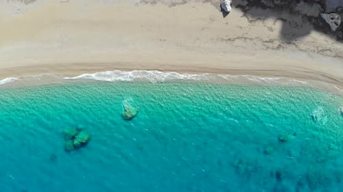 Aerial View of Beautiful Deserted Beach on Greek Island of Kefalonia