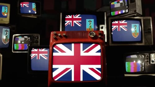 Collection of Old TV Sets Displaying Static