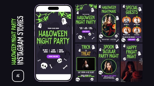 Animated Halloween Night Party Instagram Stories