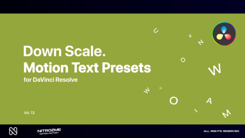 Down Scale Motion Text Presets Vol. 13 for DaVinci Resolve