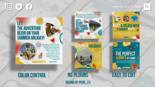 Summer Holiday Instagram Posts V2 I MOGRT