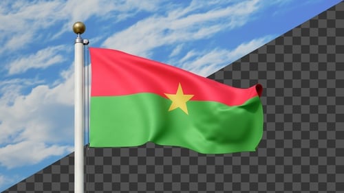 Burkina Faso Flag Waving Realistic 3D Animation