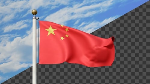 China Flag Waving Loop with Alpha Channel