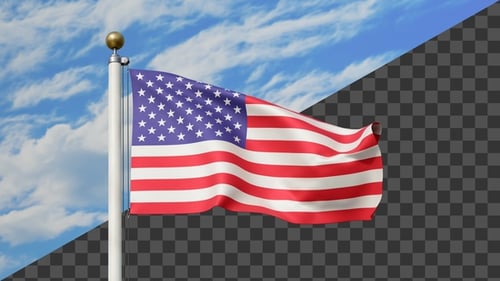Waving American Flag with Alpha Channel Background