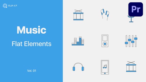 Animated Flat Music Icons Pack for Video Projects